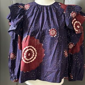 Ulla Johnson top pullover 4 Layered sleeves Multicolor Cropped length Cotton EUC